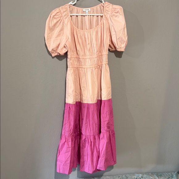 Nordstrom Peach and Pink Puff Sleeve Dress - Picture 2 of 13